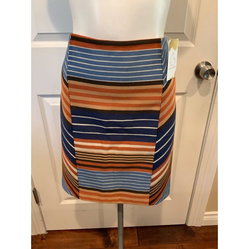 J. McLaughlin Multicolor Striped Patterned Pencil Skirt, Size 4